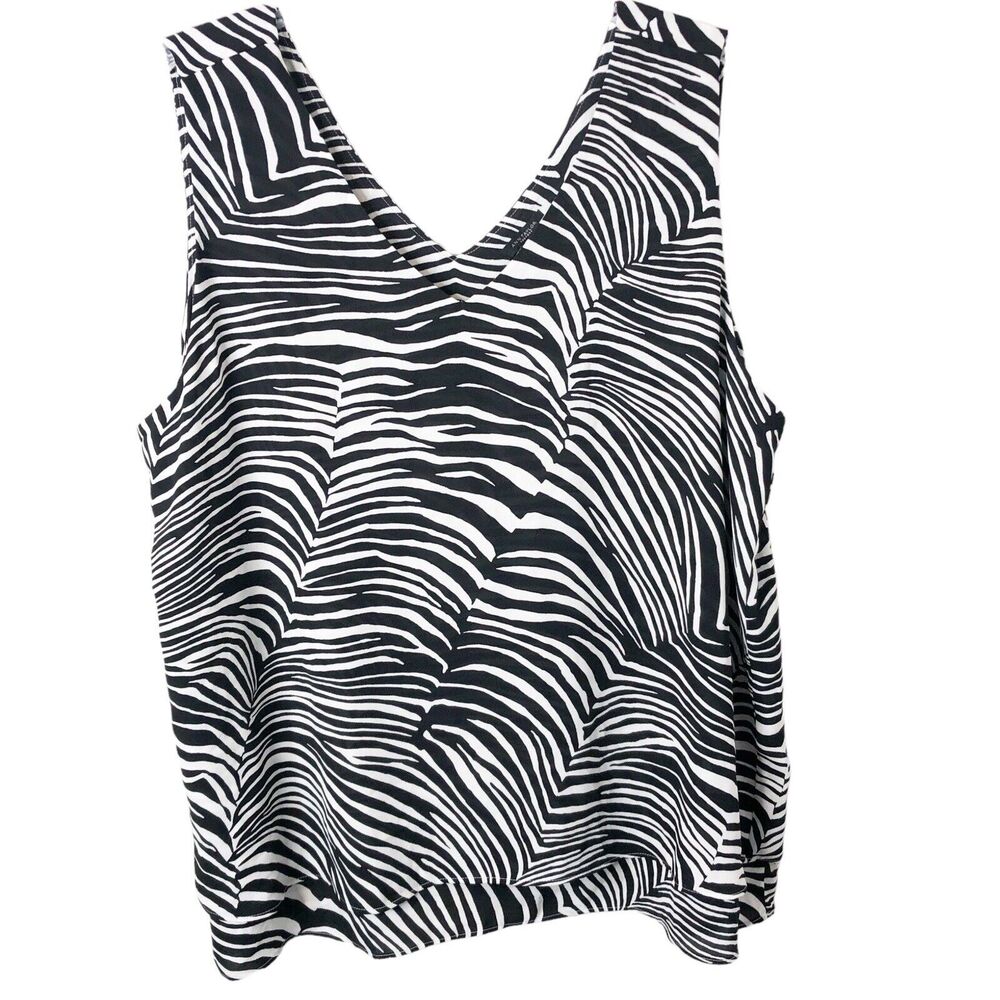 Ann Taylor Factory NWT Women's Sleeveless Layered Zebra Print Blouse Size XL